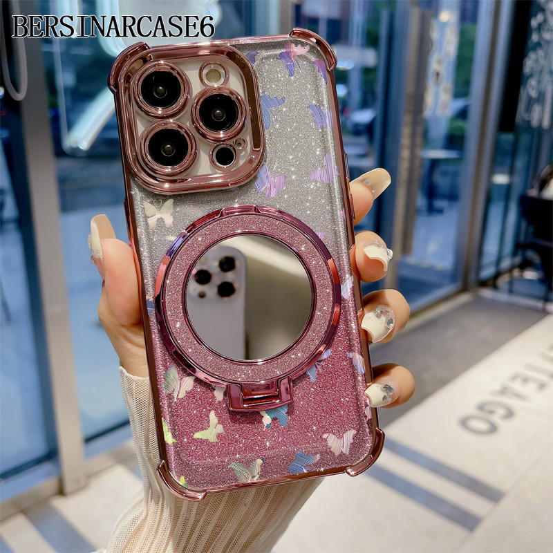 Case Vivo Y19 Y21 Y20 Y19S V40 LITE Y91 Y12 Y15S Case Dengan Stand Cermin Bracket Stand Soft Case Vi