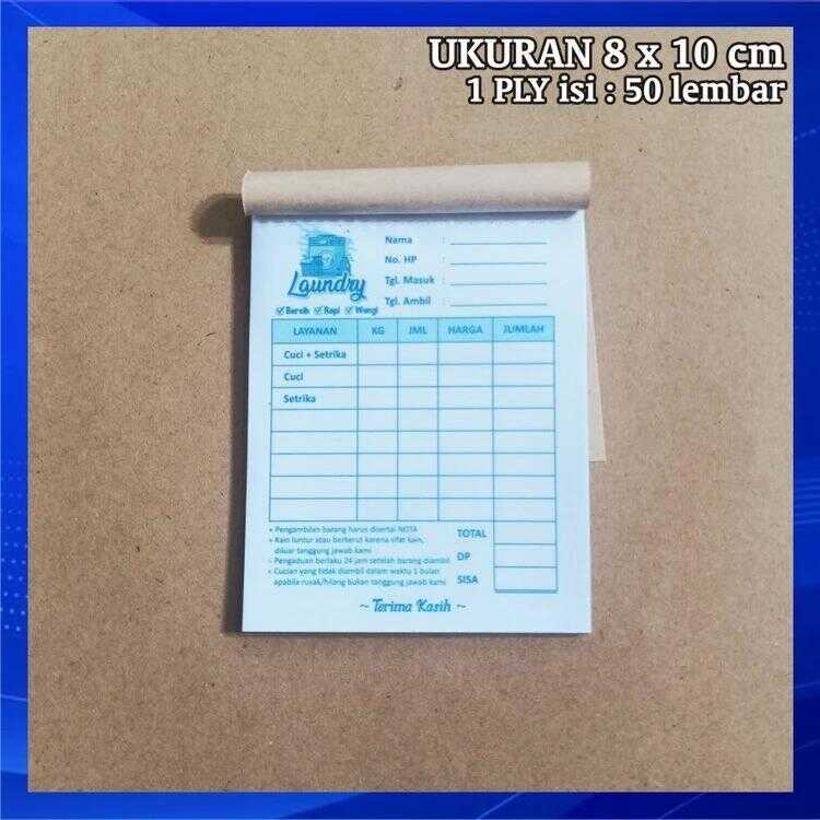 

Nota Laundry Biru 2 Rangkap 1 Ply Kecil Langsung Tembus Laundri Carbonless Struk Mini Bon Londry Cuci Bu Binatu Tanpa