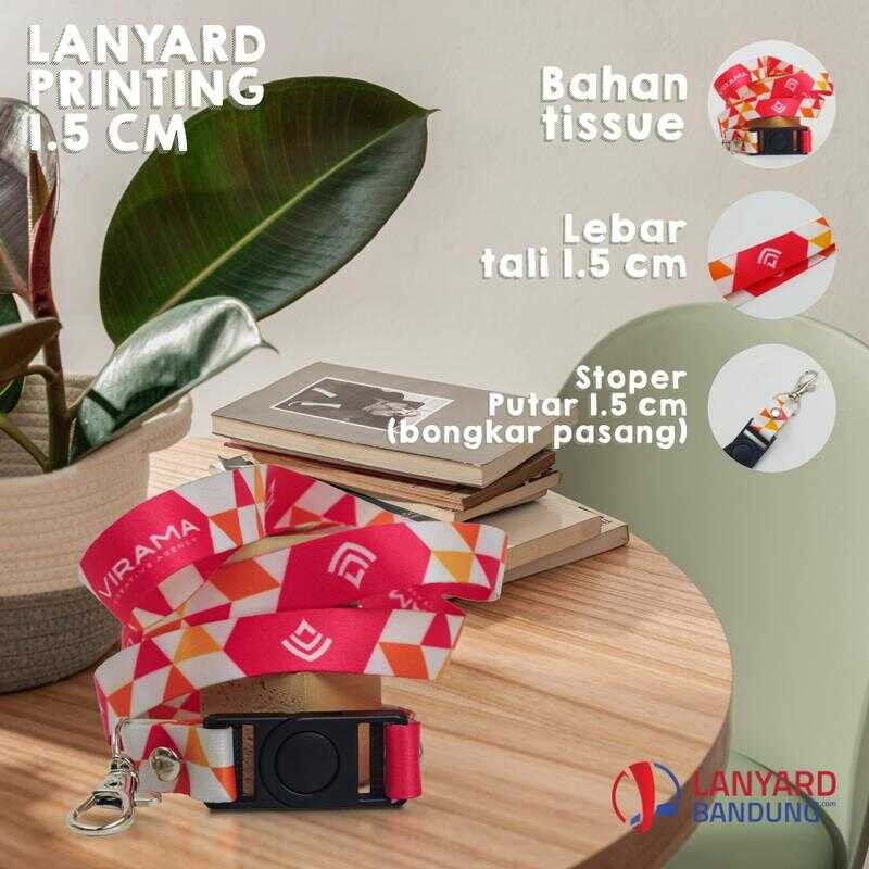 

lanyard custom desain tali id card print sublim cetak 1 muka 1,5