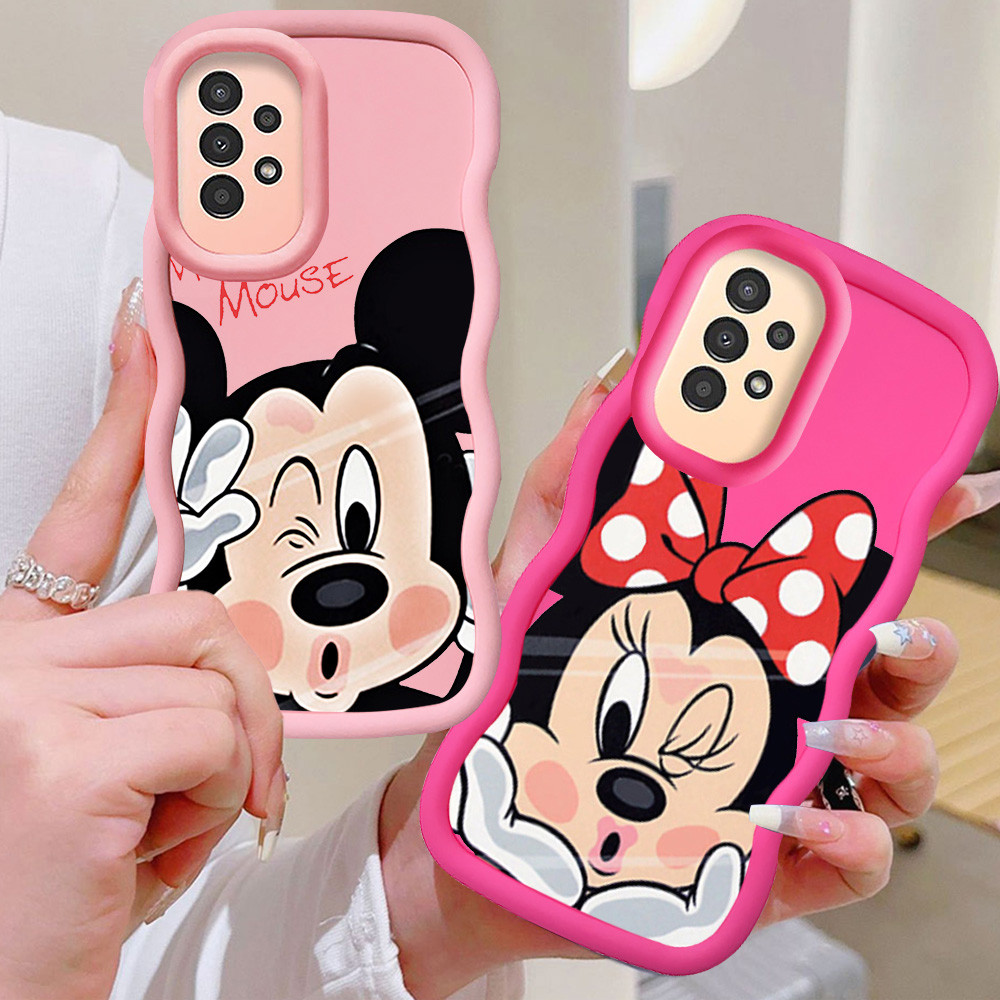KL35 Mickey Minnie Casing untuk Samsung A52S A52 A23 A33 A13 A32 5G Case Merah Muda