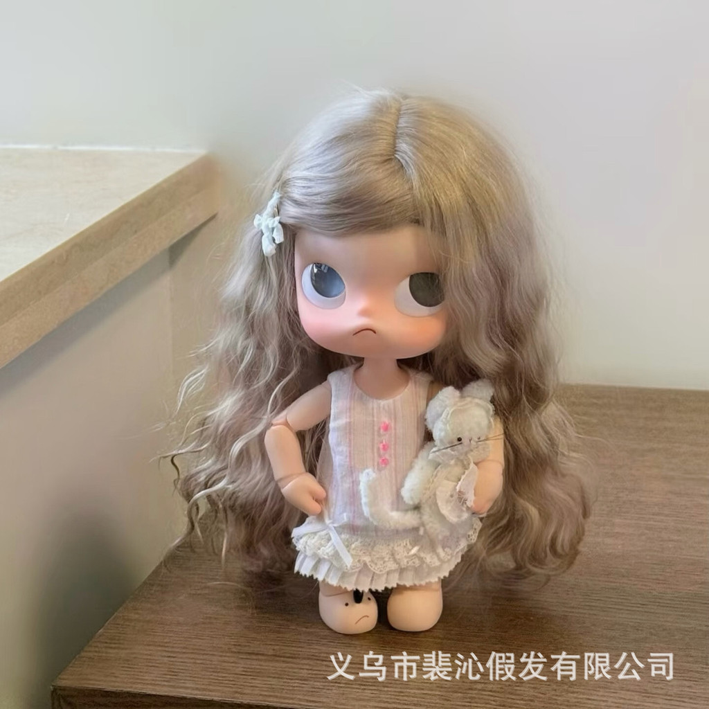 Boneka  Mainan Anak Wig Gazi Doll 3/4/6 Inci Warna Cokelat Susu Bergelombang Dengan Poni, Rambut Pan