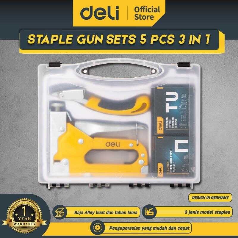 

Deli Staple Gun Sets 5 Pcs 3 In 1 / Stapler Staples Tembak EDL238105 stationery