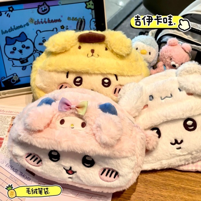 Tas Pensil Chiikawa Jepang Tas Alat Tulis Kotak Pensil Sanrio Lucu Kartun Usachijiikawa Mewah