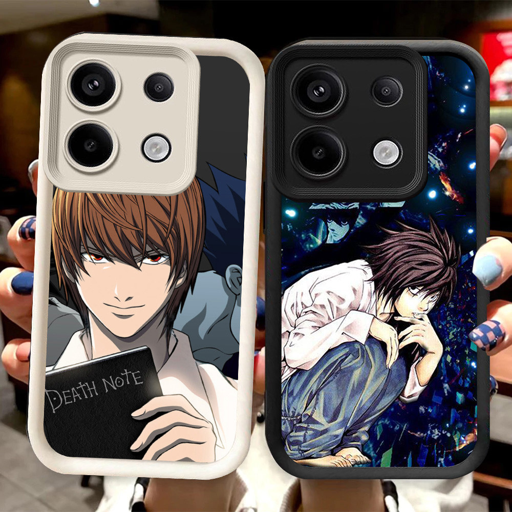 R12 Death Note Casing untuk Xiaomi Redmi Note 13 14 Pro Plus 5G Hitam dan Putih