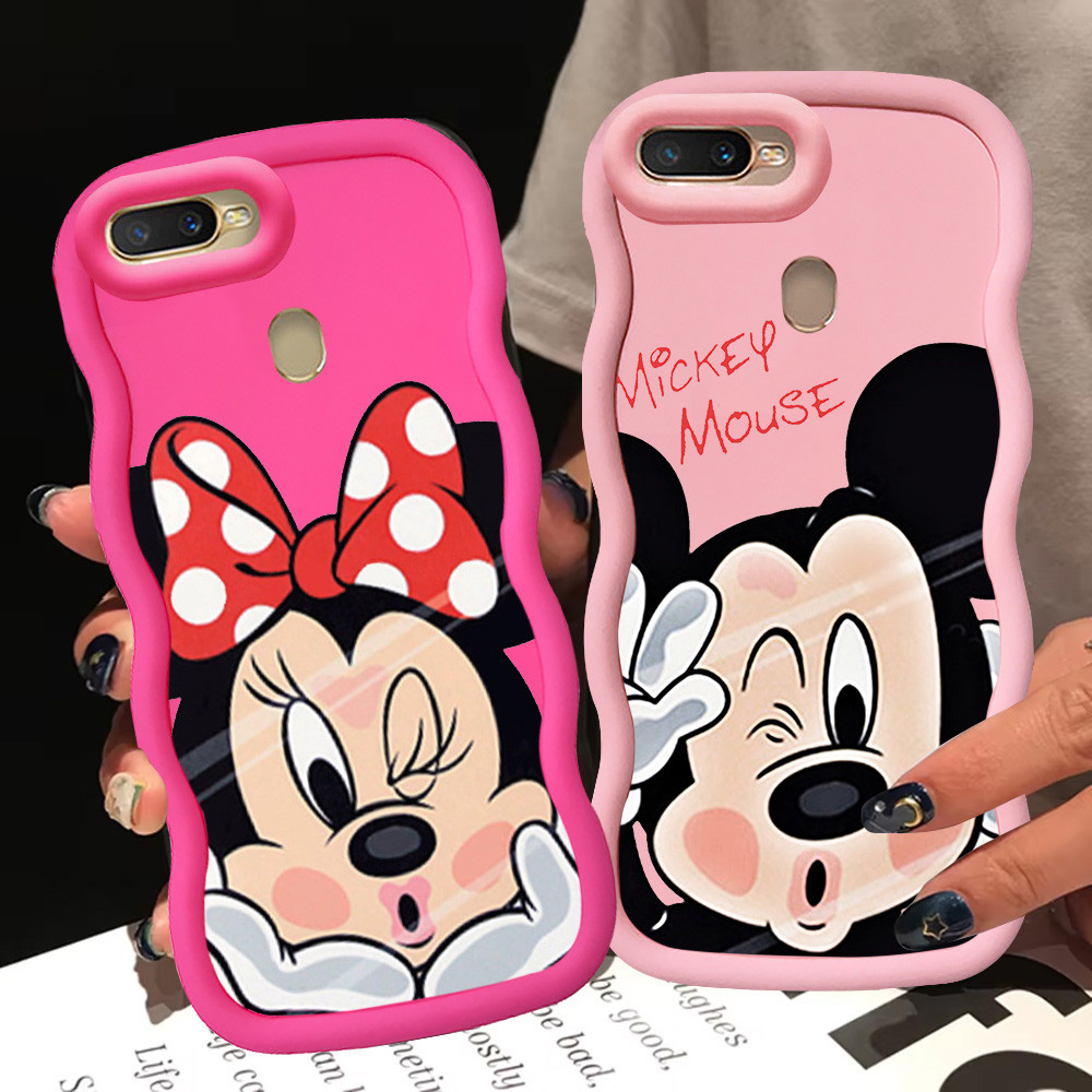 KL35 Mickey Minnie Casing untuk OPPO F9 Pro A12S A5S A7 A11K A12 Case Merah Muda