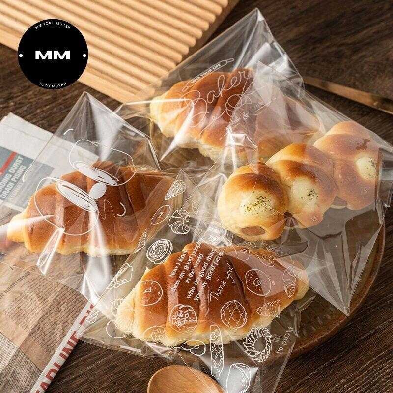 

100pcs opp roti motif tebal plastik donat kue