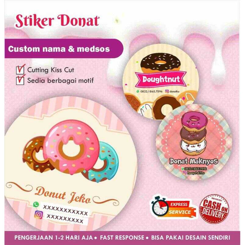 

[170 pcs] Donat Cromo bulat Stiker kemasan makanan Label Makanan / La