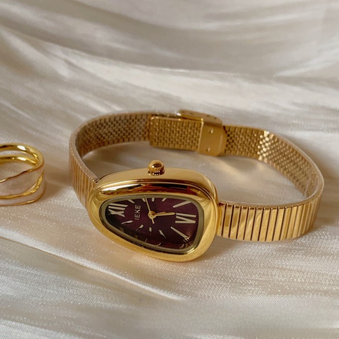 IEKE Middle-aged Ancora Red Steel Belt Chain Watch Women's Light Luxury Temperament And Good Looks