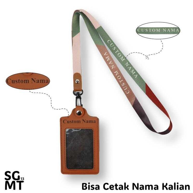 

Lanyard kulit Satuan - Custom Nama Id Card Holder Leather