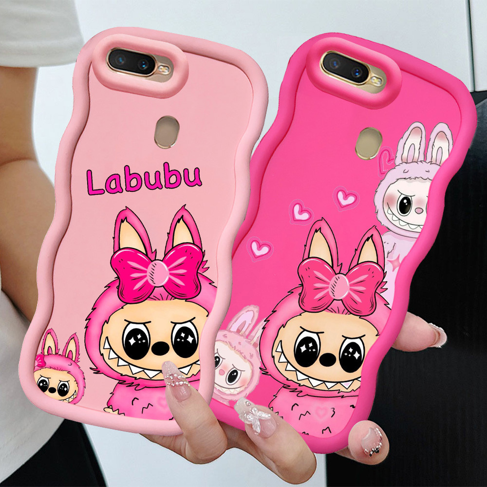 KL33 labubu Casing untuk OPPO F9 Pro A12S A5S A7 A11K A12 Case Merah Muda