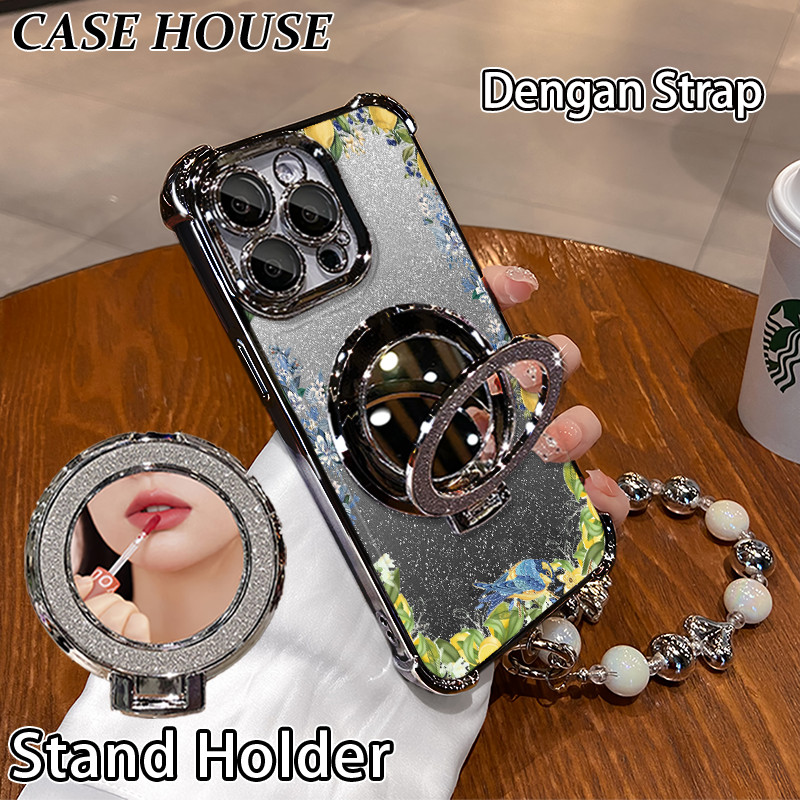 Glitter Card Case HP Samsung A05S A20S A32 A52S Stand Holder Cermin Casing Samsung A04E A12 5G A23 A