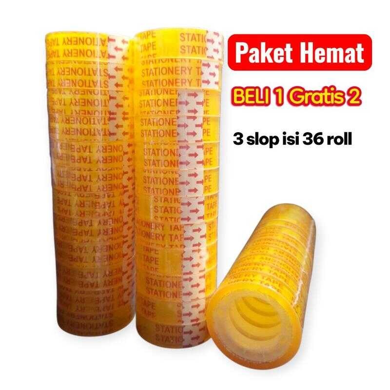 

3 Lusin isolasi 10 Yard -isolasi Kado bening tipis rol/tali selotip/pita perekat Merah Transparan isi 36 Roll