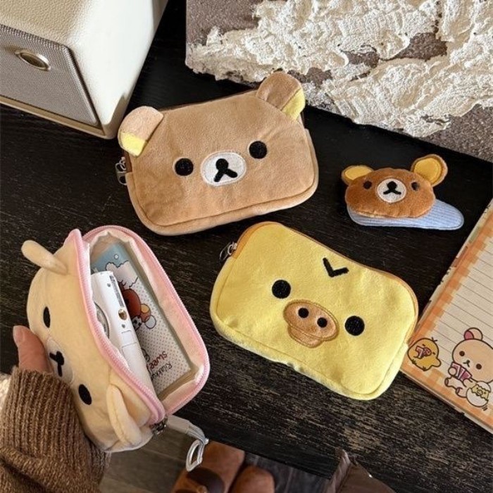 Tas Penyimpanan Rilakkuma Lucu Jepang Dompet Koin Tas Kartu Dompet Pendek Dompet Koin Mewah