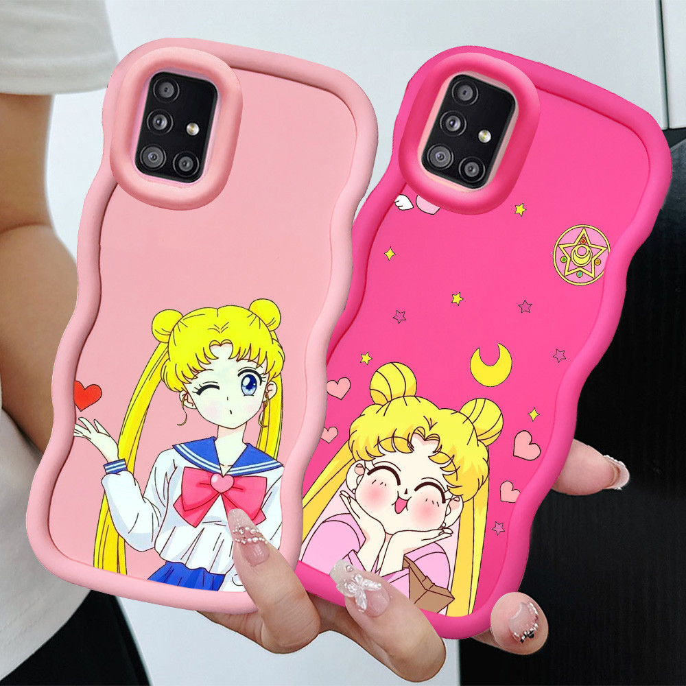 KL36 Sailor Moon Casing untuk Samsung M02S F02S A31 A03 A51 A02S A03S Case Merah Muda