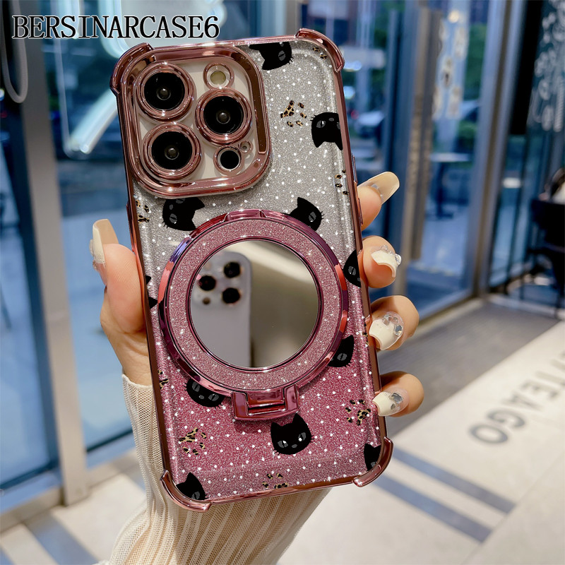Case Vivo Y20 Y19 Y21 Y20 Y19S V40 LITE Y91 Y12 Y15S Case Dengan Stand Cermin Bracket Stand Soft Cas