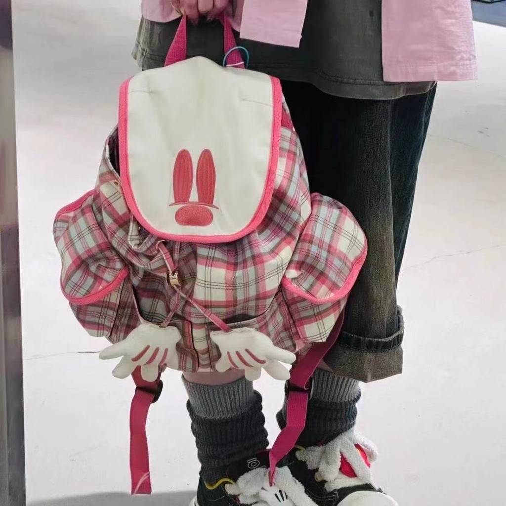 Tas Ransel Motif Mickey Mouse | Warna Pink & Putih yang Lucu | Desain Unik untuk Perempuan | Tas Tra