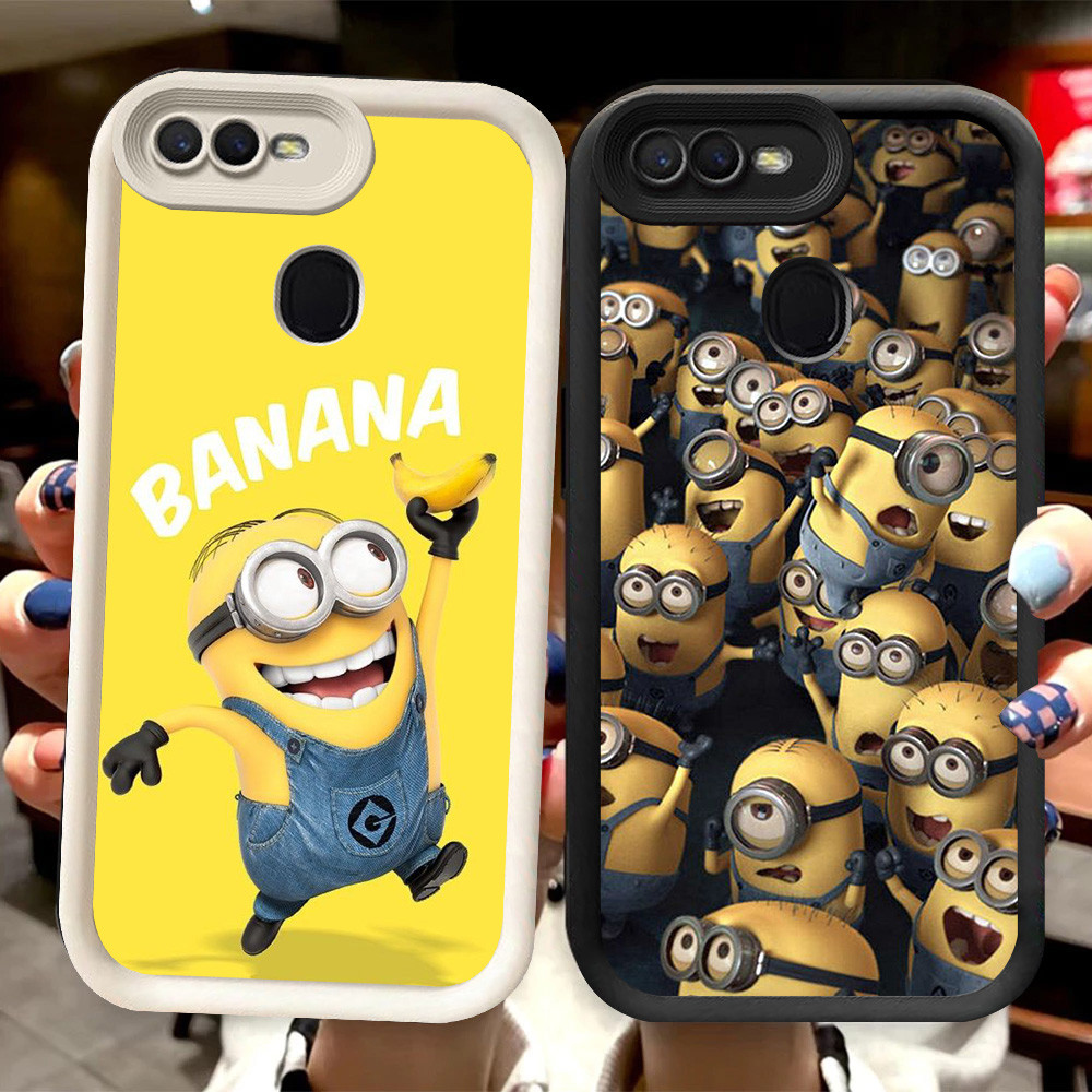 R26 Minion Casing untuk OPPO A11K A12s F5 A12 F7 A5S F9 Pro A7 Hitam dan Putih
