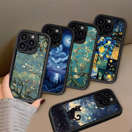 Vincent van Gogh Hp Clear Plating Casing untuk iPhone XS 8 7 6 X XR Max Plus Shell silikon lunak Sof