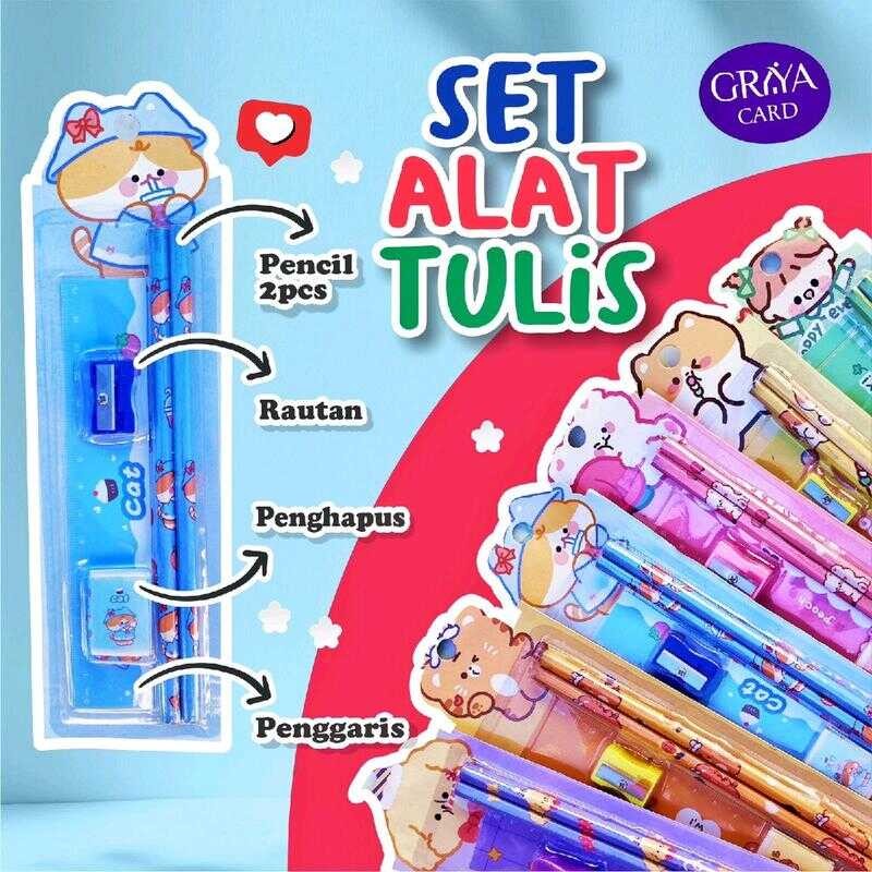 

SET PAKET STATIONERY ALAT TULIS 5 IN 1 | PENSIL LUCU SEKOLAH Penghapus