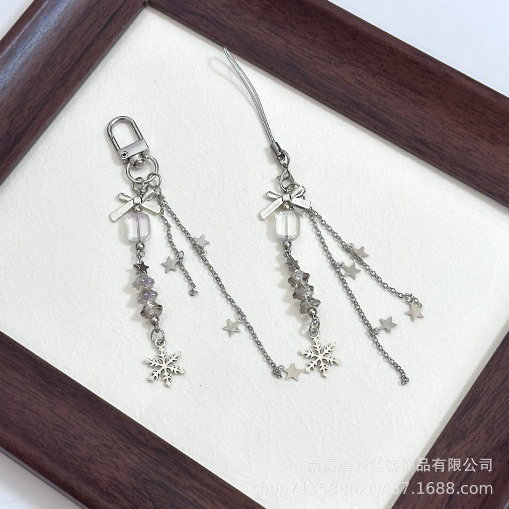 【Huruf Salju Musim Dingin】Gantungan Ponsel Pita Gantungan Gubon Buku Kartu Pohon Natal Lucu Rantai H