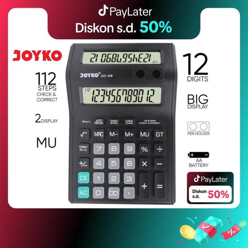 

JOYKO Calculator Kalkulator Joyko CC-49 12 Digits 2 Display Pen