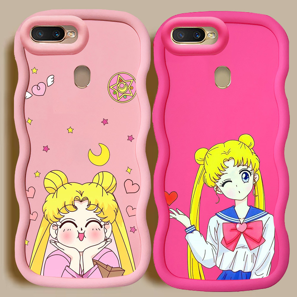 KL36 Sailor Moon Casing untuk OPPO F9 Pro A12S A5S A7 A11K A12 Case Merah Muda