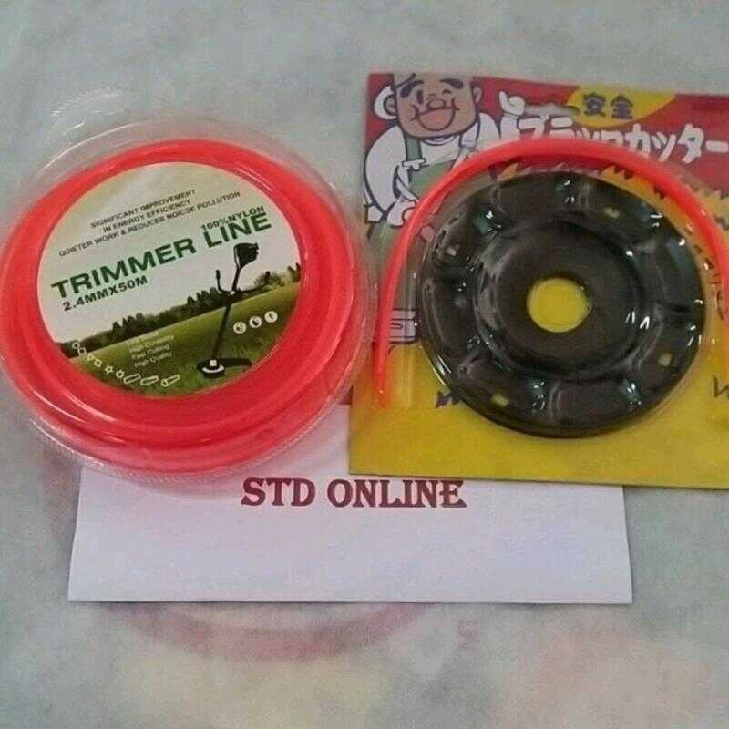 

Paket dan cutterPaket Pisau plate + senar refill 50mtr untuk pisau trimer line brush cutter