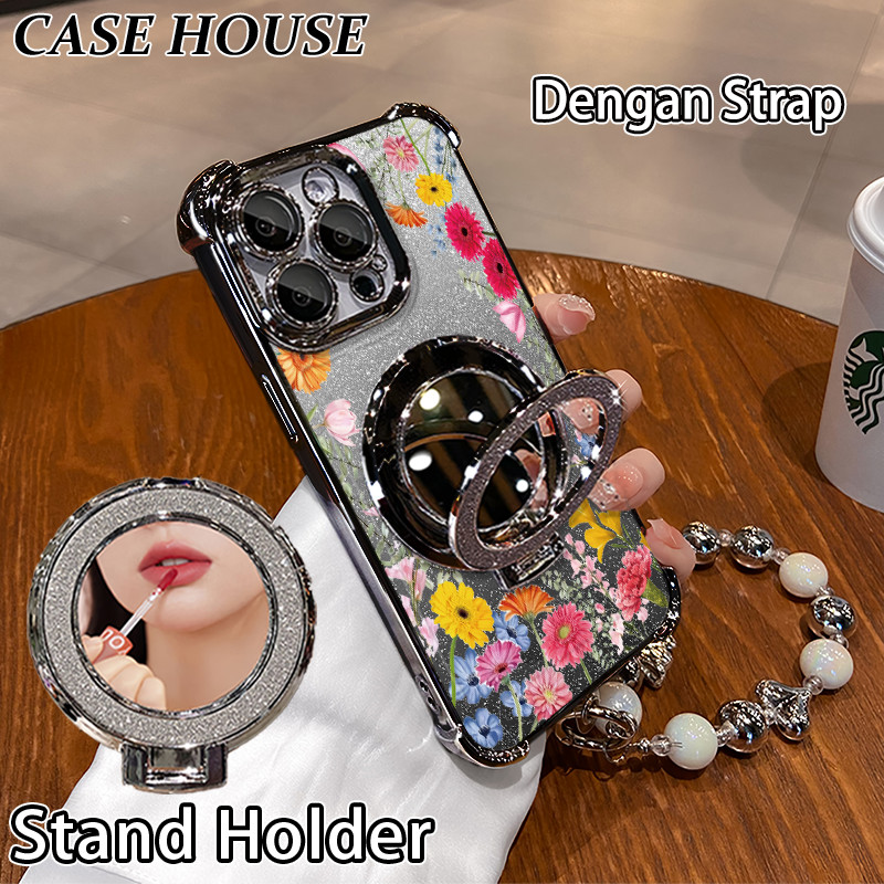 Glitter Card Case HP Samsung A05S A20S A32 A52S Stand Holder Cermin Casing Samsung A04E A12 5G A23 A