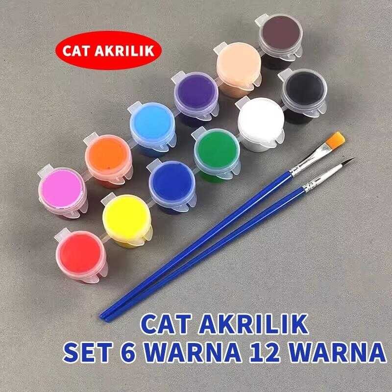 

akrilik Set 6 Warna 12 Warna/Cat Lukisan Kanvas Cat Akrilik 3ml