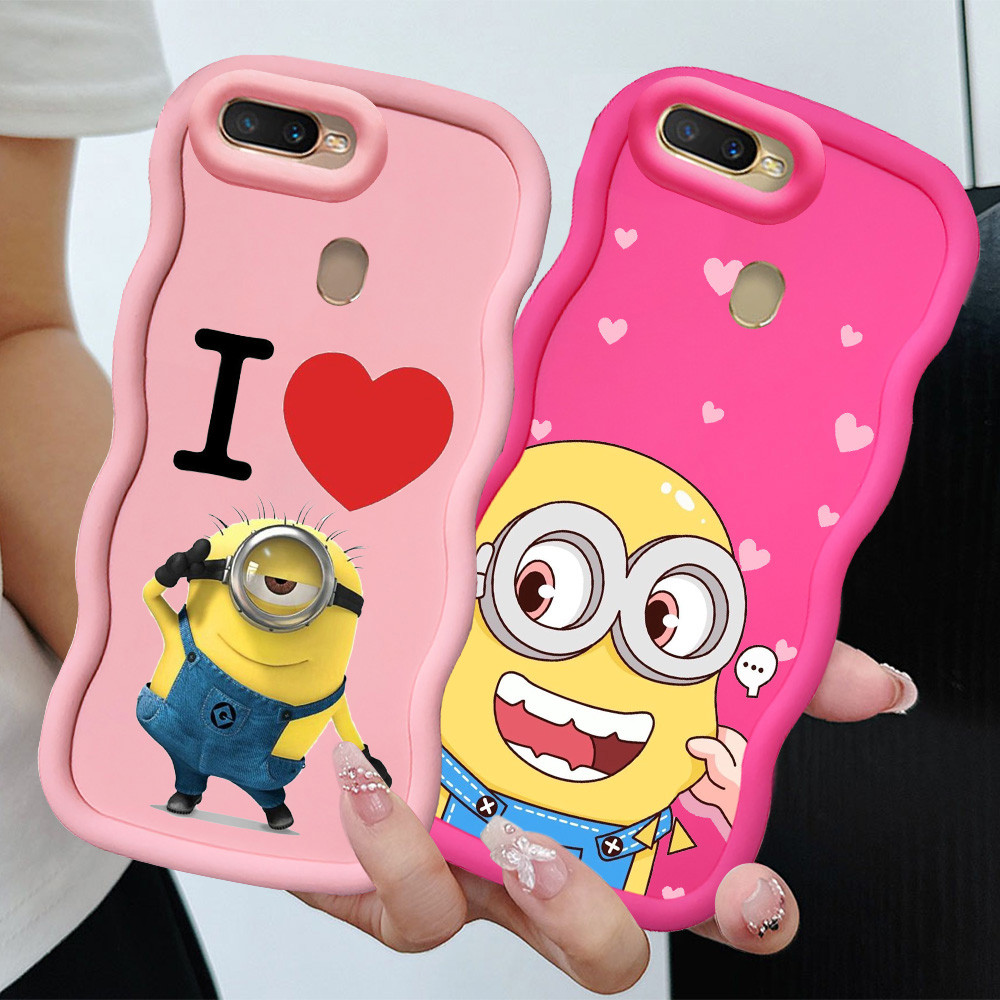 KL37 minions Casing untuk OPPO F9 Pro A12S A5S A7 A11K A12 Case Merah Muda
