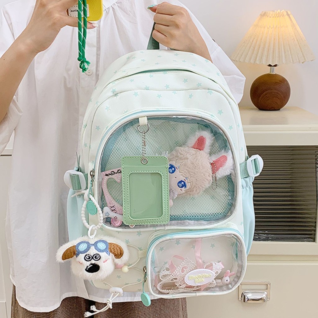 Tas Ransel Jepang Style Dua Dimensi, Tas Sekolah Kapasitas Besar, Tas Transparan Ringan, Backpack Wa