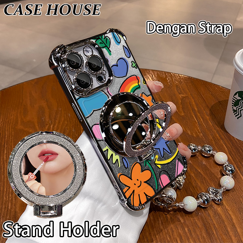 Glitter Card Case Samsung A03 A05 A14 5G A30S A35 5G Stand Holder Cermin Casing Samsung A04 A16 A21S