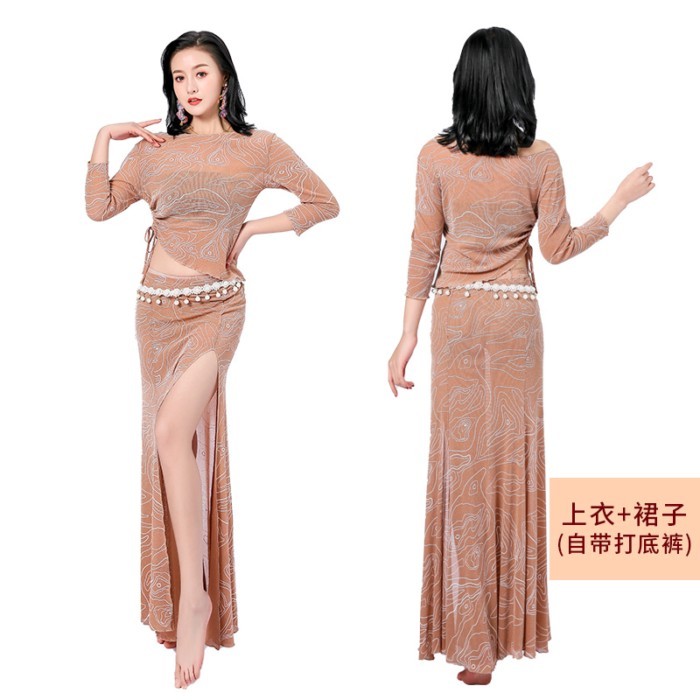 Practice Dance Clothing, Sexy Belly Dance Practice Clothing, Long Skirt, Female Adult Performance C