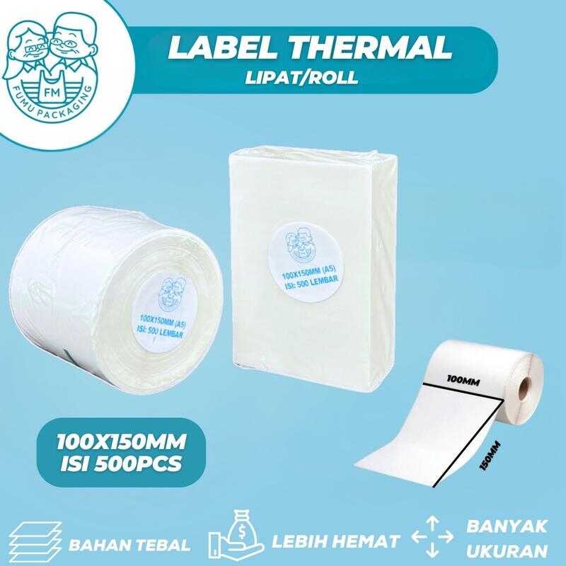 

Label Thermal / Sticker Barcode 100x150mm isi 500pcs Premium Grosir Termurah Kertas Putih