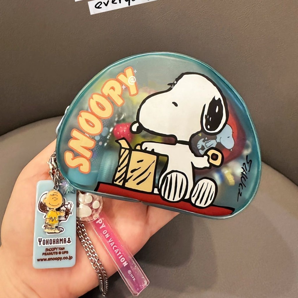 Snoopy Dompet Koin Jepang Tas Penyimpanan Lain-Lain PVC Tas Lipstik Portabel Tas Kartu Dapat Digantu