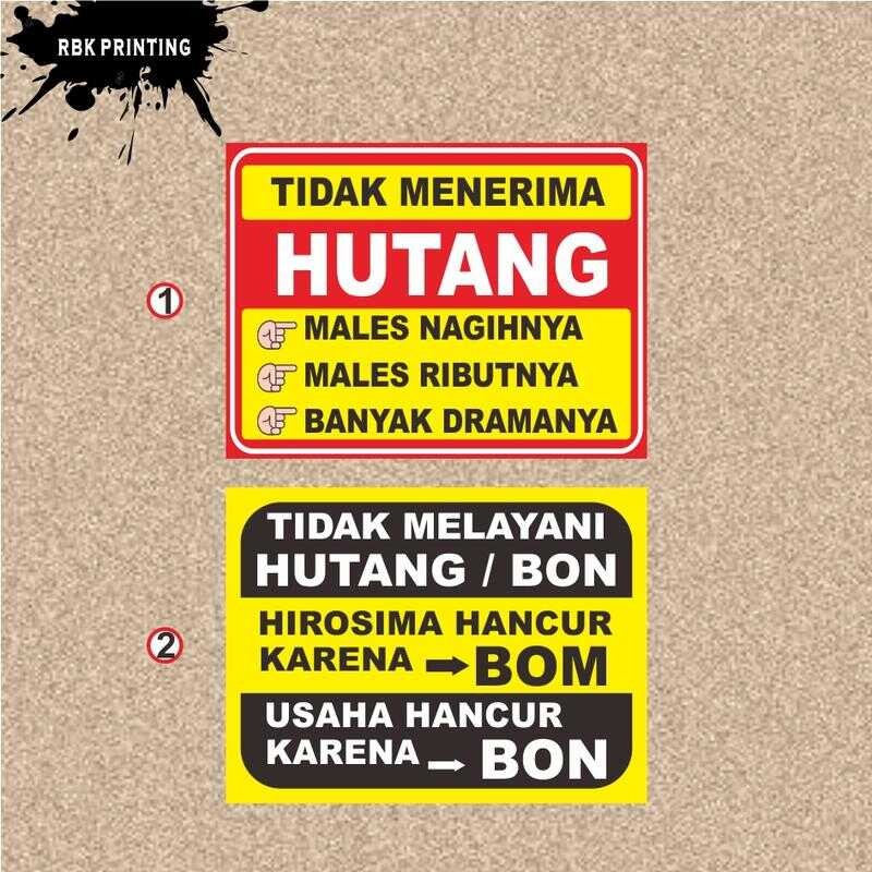 

Stiker Waterproof Label Warung tidak Menerima Hutang