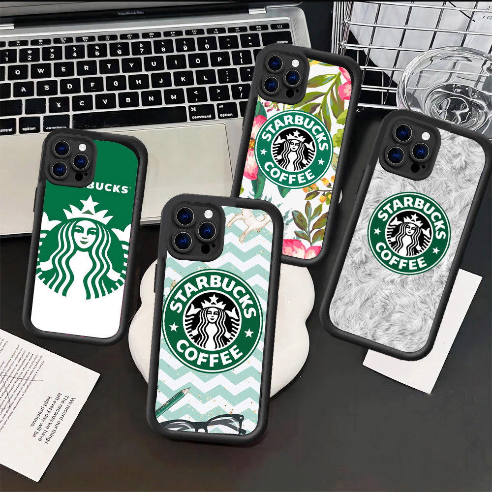 Starbucks Hp Clear Plating Casing untuk iPhone 15 Mini 14 11 13 12 Pro Max Shell silikon lunak Soft 