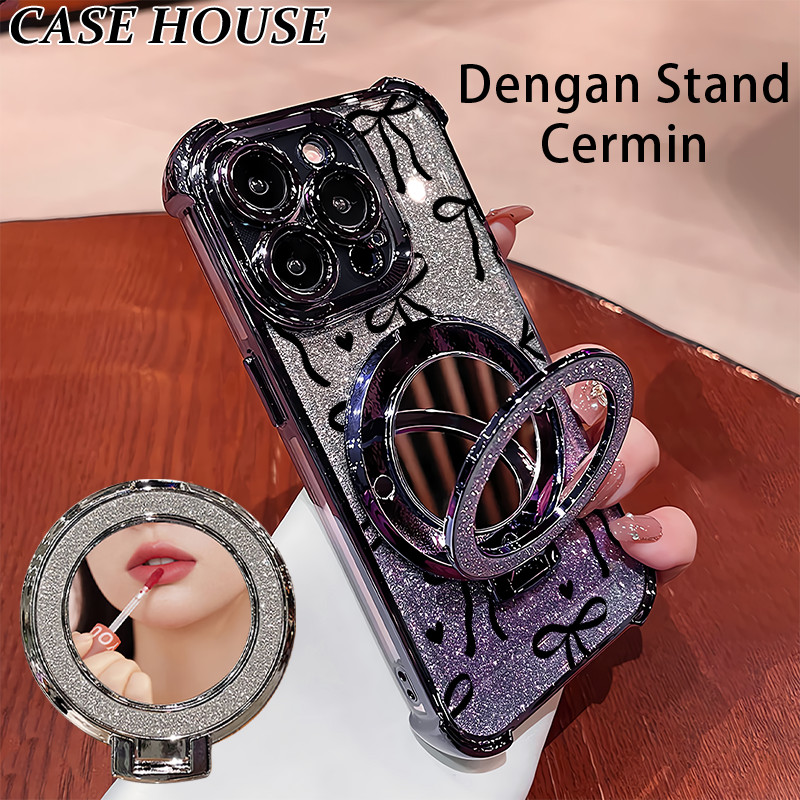 Glitter Card Case HP Vivo Y19S Pro Y12S Y22S Y91 Y20i Y21T Stand Holder Cermin Casing Vivo Y95 Y33S 