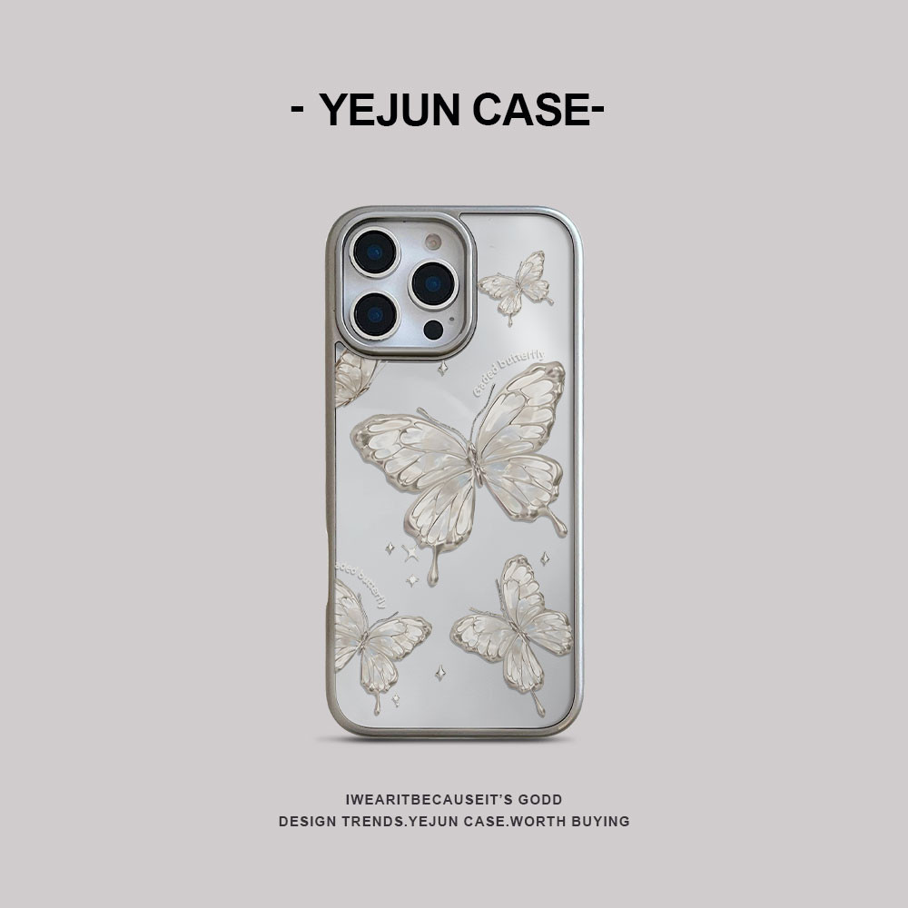YEJUN mobile phone case Silver Butterfly with Shining Diamonds Style suitable for iPhone11/12/13/14/
