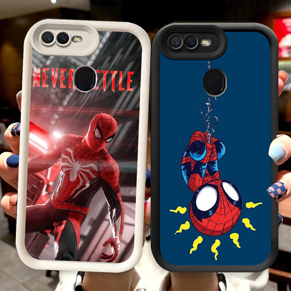R73 Spiderman Casing untuk OPPO A11K A12s F5 A12 F7 A5S F9 Pro A7 Hitam dan Putih
