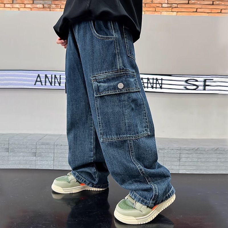 Jeans Children's Spring and Autumn Celana Gaya Baru Celana Longgar Anak Longgar Celana Longgar Anak