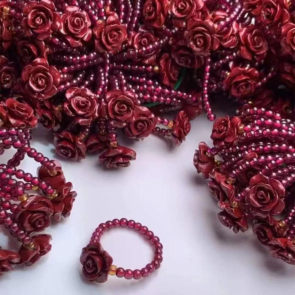 Cinnabar garnet cincin pixiu perhiasan mawar tahun ini tahun telunjuk cincin keberuntungan jari eko