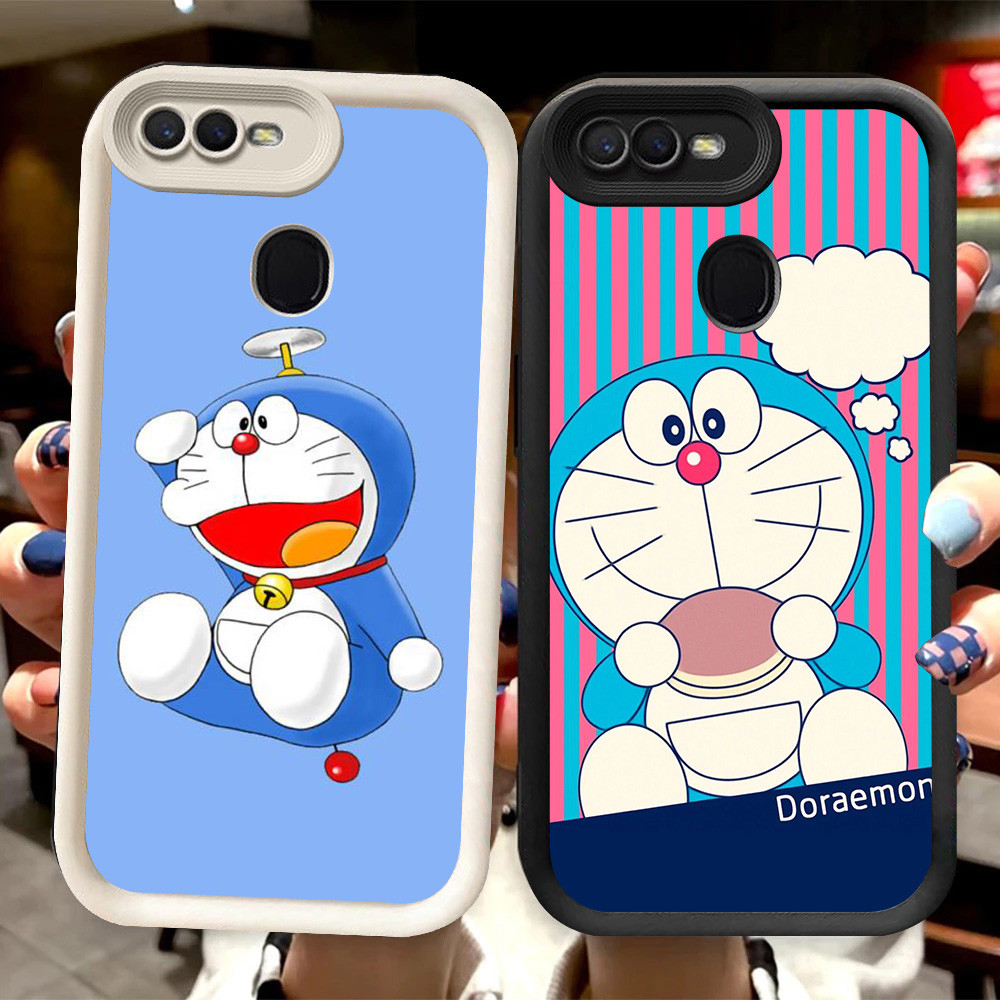 R32 Doraemon Casing untuk OPPO A11K A12s F5 A12 F7 A5S F9 Pro A7 Hitam dan Putih