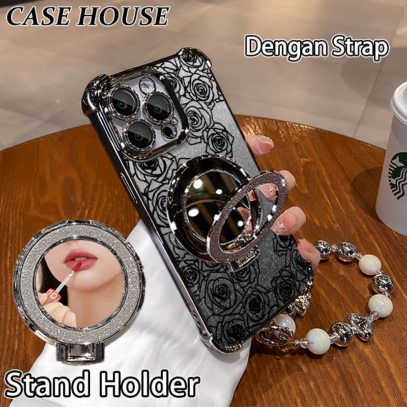 Glitter Card Case HP Samsung A05S A20S A32 A52S Stand Holder Cermin Casing Samsung A04E A12 5G A23 A