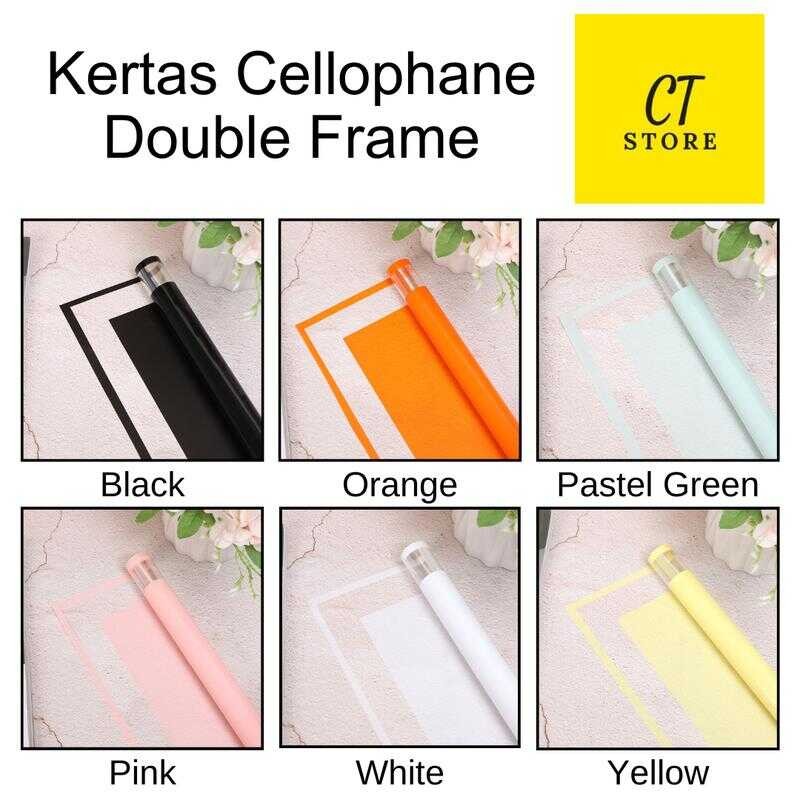 

*5 LEMBAR* Kertas Cellophane Buket Bunga (Double Frame) Flower Wrapping Paper Celophane / Chellophane Murah untuk Snack