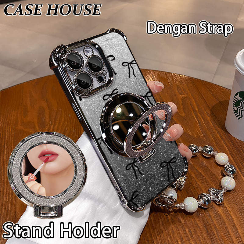 Glitter Card Case HP Samsung A05S A20S A32 A52S Stand Holder Cermin Casing Samsung A04E A12 5G A23 A