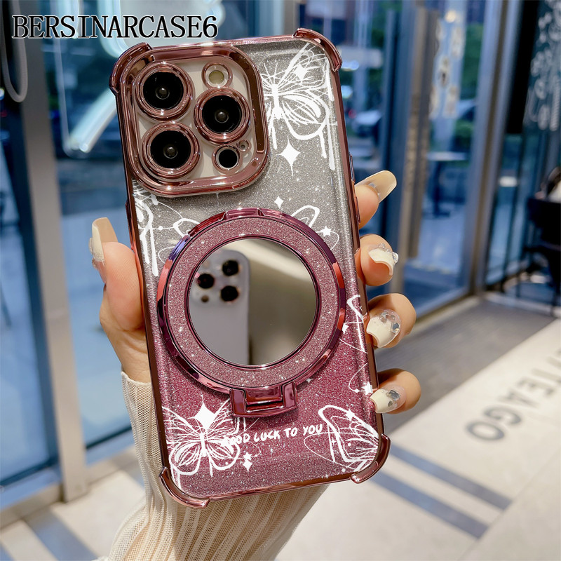 Case Vivo Y19 Y21 Y20 Y19S V40 LITE Y91 Y12 Y15S Case Dengan Stand Cermin Bracket Stand Soft Case Vi