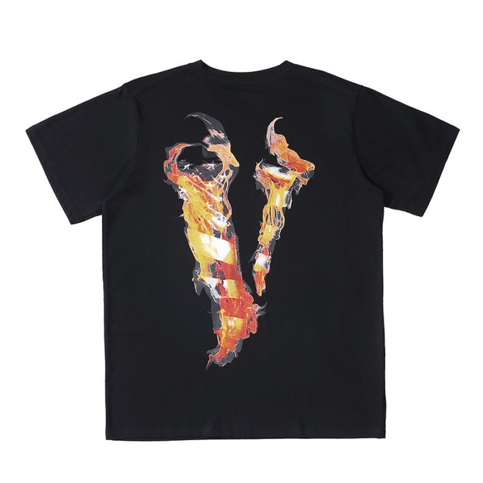 European And American Trendy Brand VLONE Independence Day Flame Big V Half-sleeved Male And Female