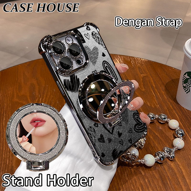 Glitter Card Case HP Samsung A07 A20S A05S A20S A32 A52S Stand Holder Cermin Casing Samsung A04E A12