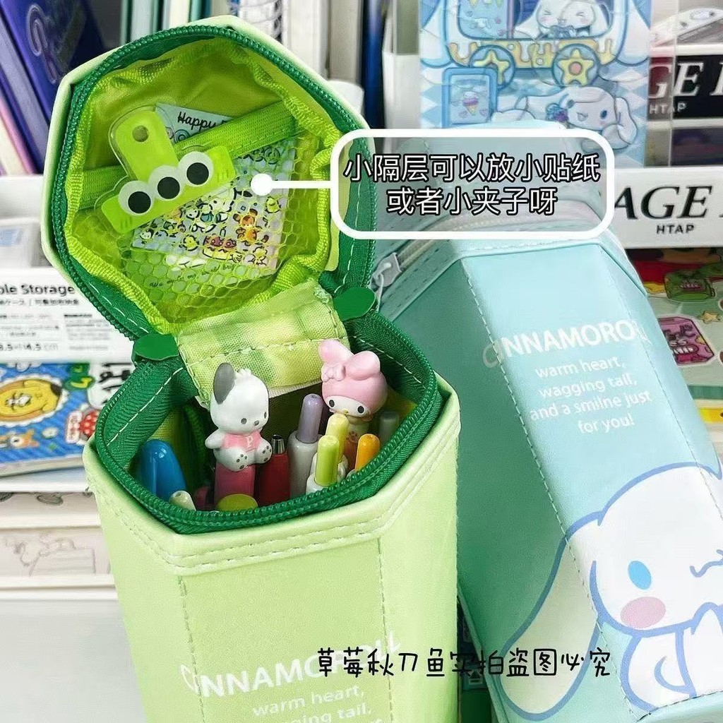 

Crayon shin-shirt pensil case penahan penahan vertikal kartun hexagonal hexagonal buaya hexpodile kreatif berkapasitas besar tas penyimpanan siswa